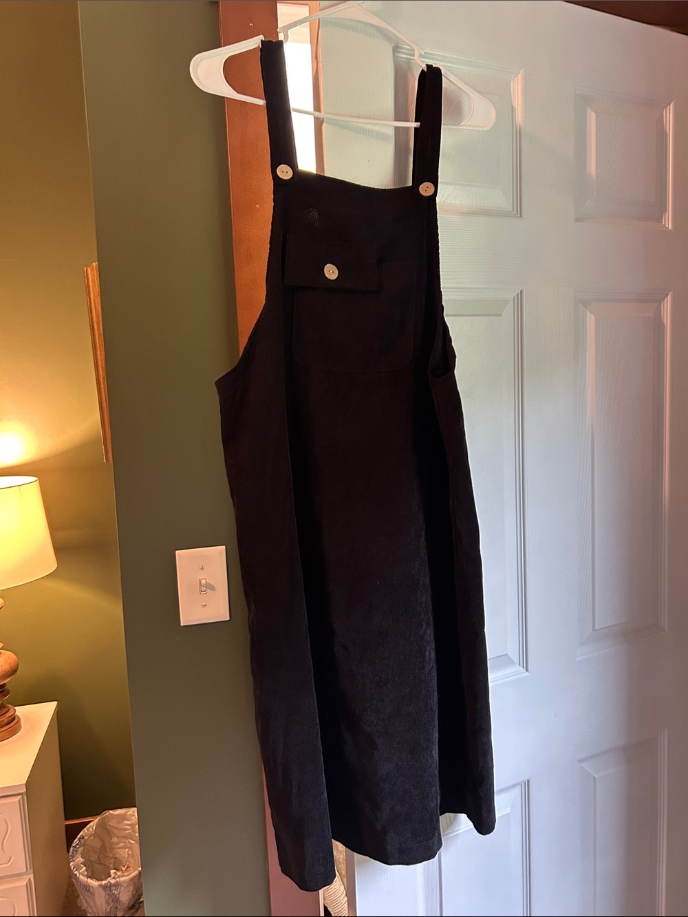 SHEIN Black Button-Strap Pinafore Dress